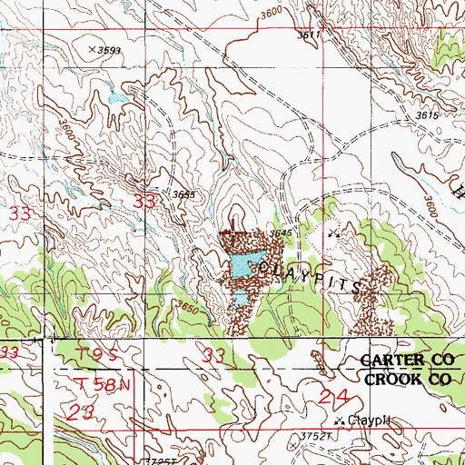 Topographic Map of B58-33-2 Mine, MT