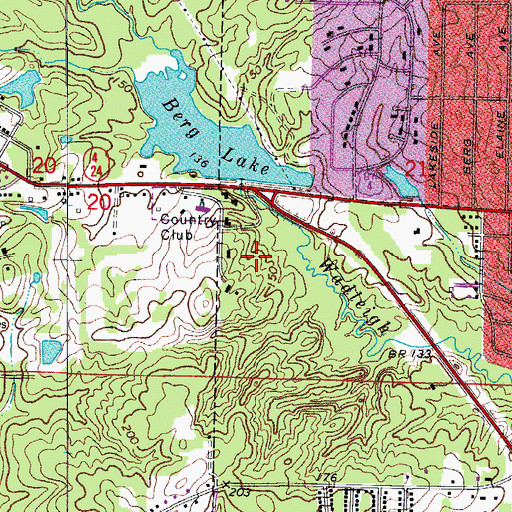 Topographic Map of Berg Lake, AR