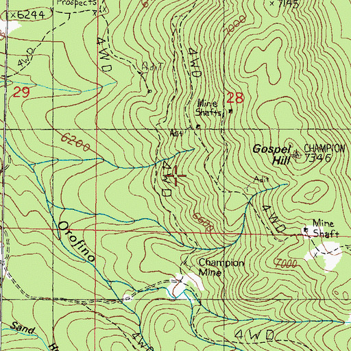 Topographic Map of Ruby Mine, MT