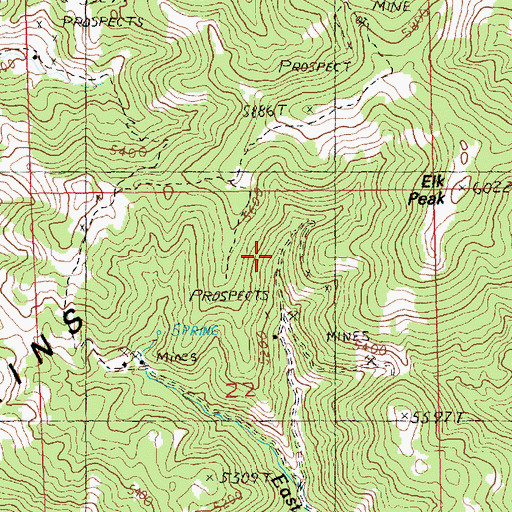 Topographic Map of Elk Peak Number 4 Mine, MT
