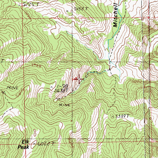 Topographic Map of Lower Old Glory Mine, MT