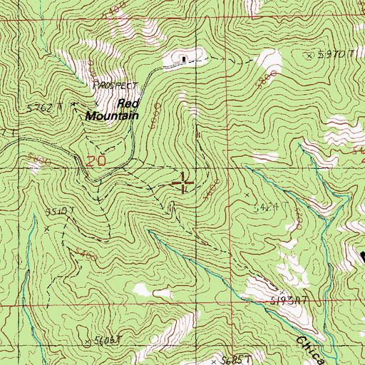 Topographic Map of Red Mountain Mine, MT