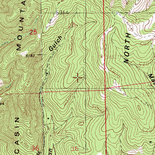 Topographic Map of Iron Gulch Mine, MT