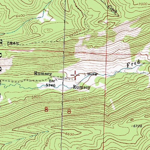 Topographic Map of Rumsey Mine, MT