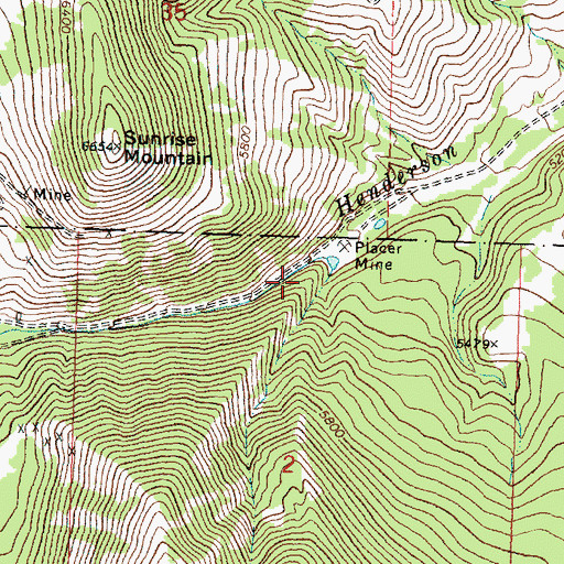 Topographic Map of Bunker Hill Mine, MT