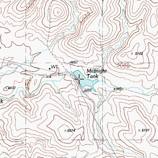 Topographic Map of Midnight Tank, AZ