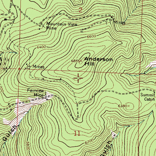 Topographic Map of Herzer and Green Mine, MT
