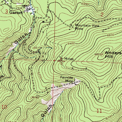 Topographic Map of Alcona Mine, MT