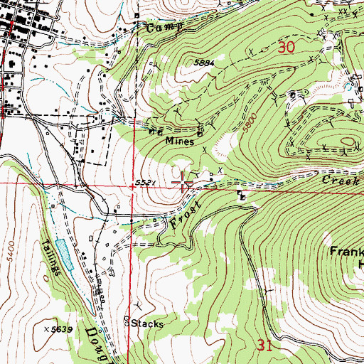 Topographic Map of Lower Frost Creek Mine, MT
