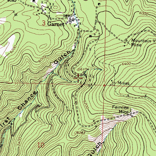 Topographic Map of Red Cloud Mine, MT