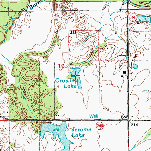Topographic Map of Crowley Lake, AR