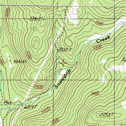 Topographic Map of Middle Snowdrift Creek Mine, MT
