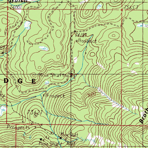 Topographic Map of Placer Mine, MT