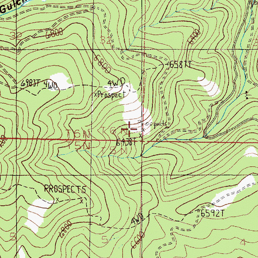 Topographic Map of Buck Horn Mine, MT
