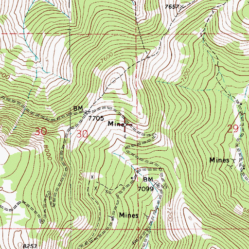 Topographic Map of SE NE Section 30 Mine, MT
