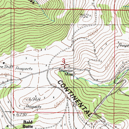 Topographic Map of Shannon Mine, MT