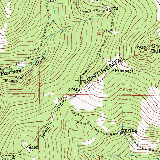Topographic Map of SE SW Section 27 Mine, MT