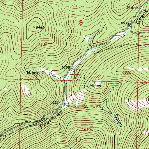 Topographic Map of SW SE Section 8 Mine, MT
