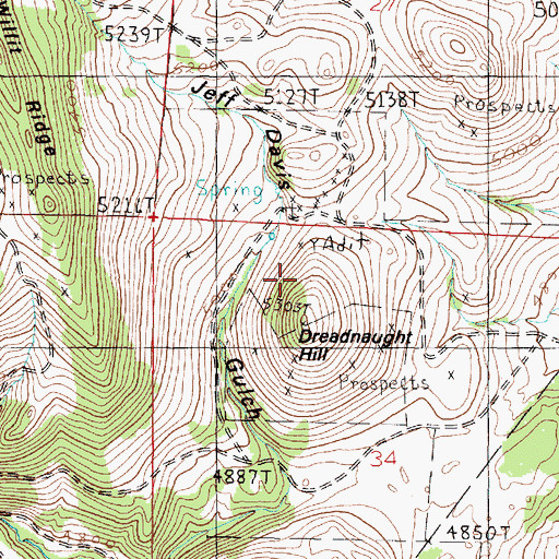 Topographic Map of Dreadnaught/Paymaster Mine, MT