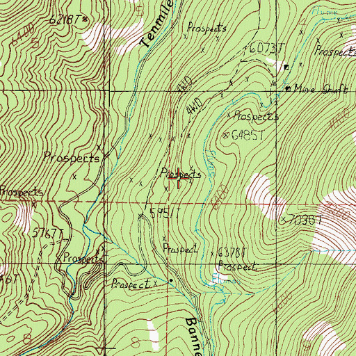 Topographic Map of Evergreen - Lower Evergreen Mine, MT