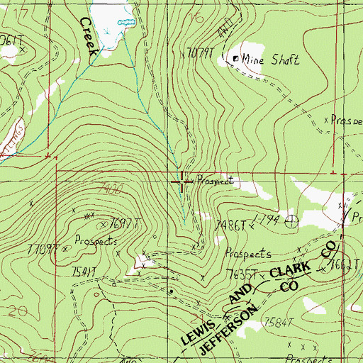 Topographic Map of Green Tree, MT