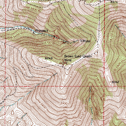 Topographic Map of Brown Eyed Queen Mine, MT