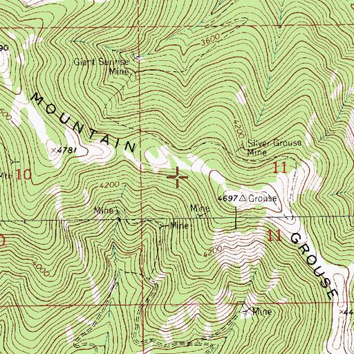 Topographic Map of Grouse Mountain Number 3 Mine, MT
