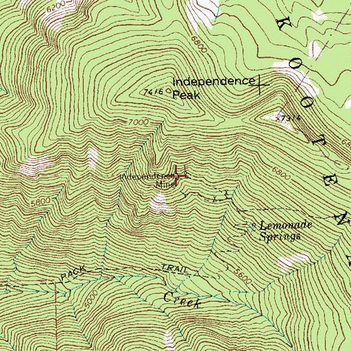Topographic Map of Independence Mine, MT