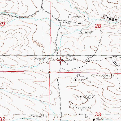 Topographic Map of Ellen Marshall Mine, MT