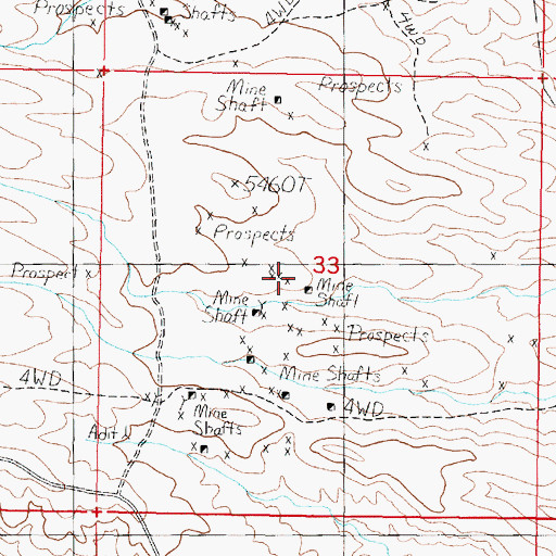 Topographic Map of NW Section 33 Mine, MT