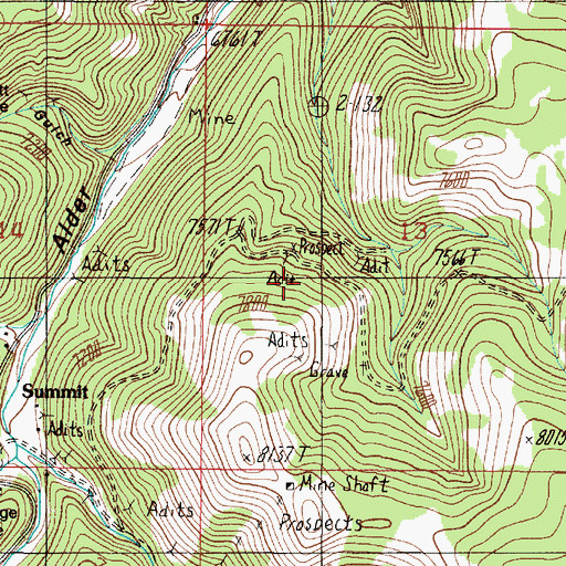 Topographic Map of Atlas/SW Section 13 Mine, MT
