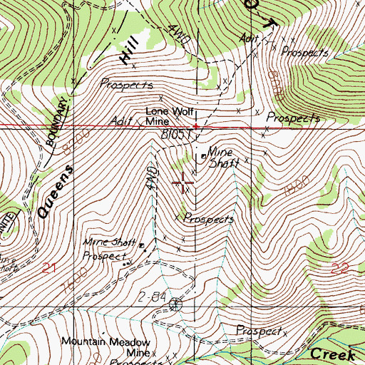Topographic Map of NW NW Section 22 Mine, MT