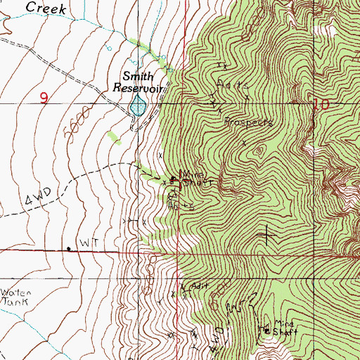 Topographic Map of Smith Reservoir Mine, MT