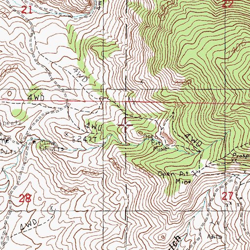 Topographic Map of NW NW Section 27 Mine, MT