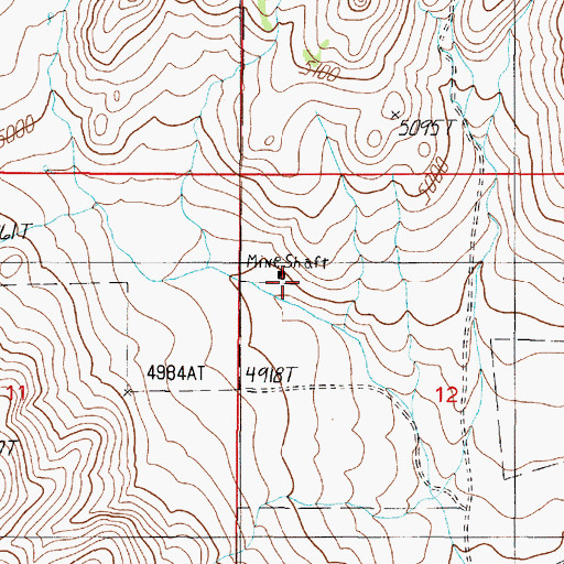 Topographic Map of Baush Mine, MT
