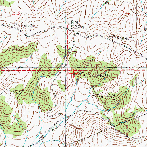 Topographic Map of Turner Ranch Mine, MT