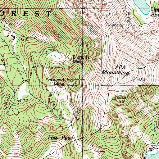 Topographic Map of Pete and Joe Mine, MT