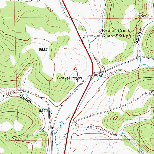 Topographic Map of Newland Creek Quarry, MT