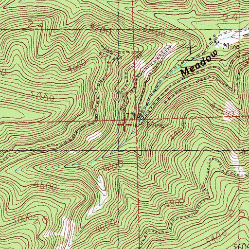 Topographic Map of Lucky 7 Mine, MT