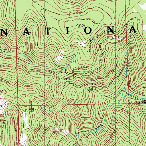 Topographic Map of Chevrolet Number 1 and 2 Mine, MT