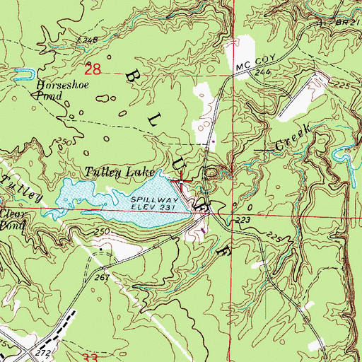 Topographic Map of Tulley Lake Dam, AR