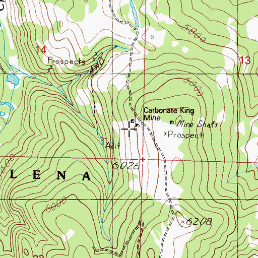 Topographic Map of Carbonate King Mine, MT