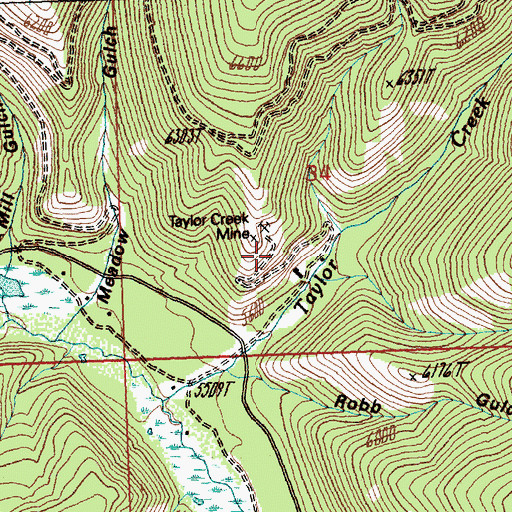 Topographic Map of Taylor Creek Mine, MT