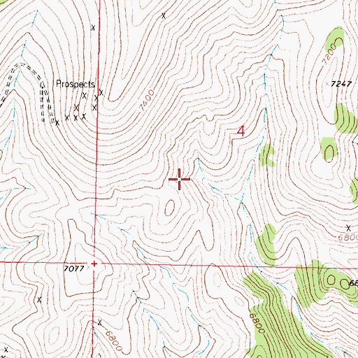 Topographic Map of NE SW Section 4 Mine, MT