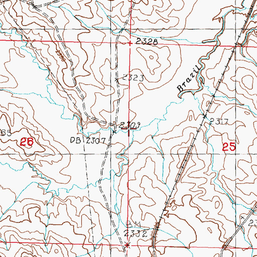 Topographic Map of South Fork Brazil Creek, MT