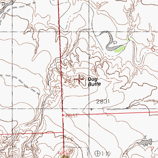 Topographic Map of Dog Butte, MT