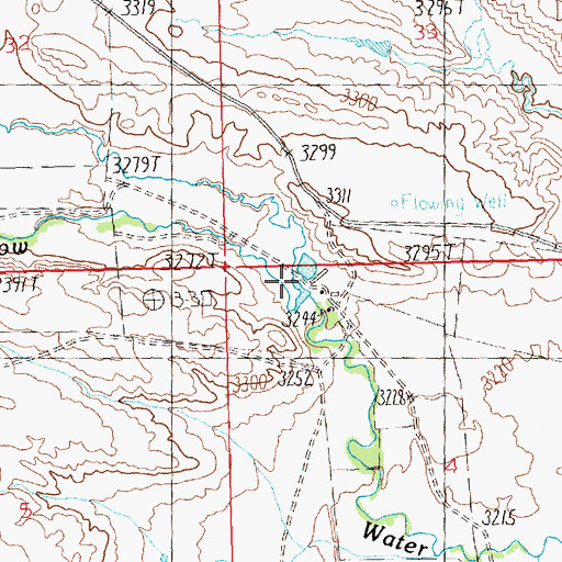 Topographic Map of North Fork Yellow Water Creek, MT