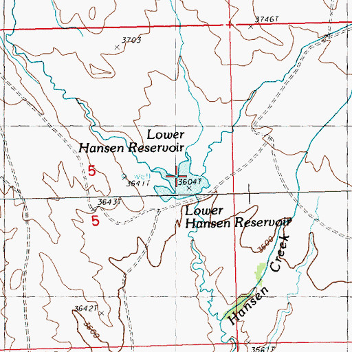 Topographic Map of Lower Hansen Reservoir, MT