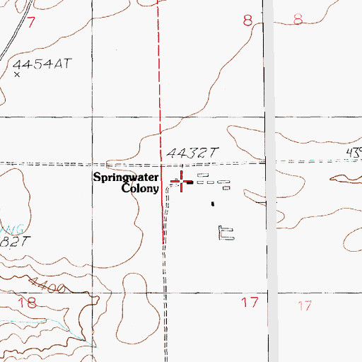 Topographic Map of Springwater Colony, MT