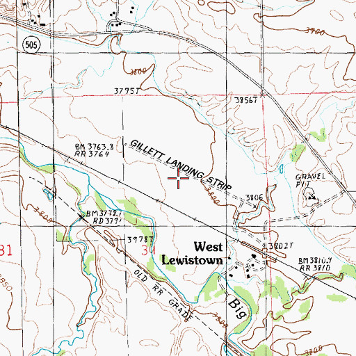 Topographic Map of Gillett Landing Strip (historical), MT